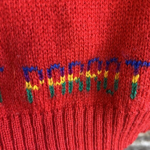 Tulchan Vintage Red Parrot 100% Wool British Made Sweater Size Large - Picture 5 of 8
